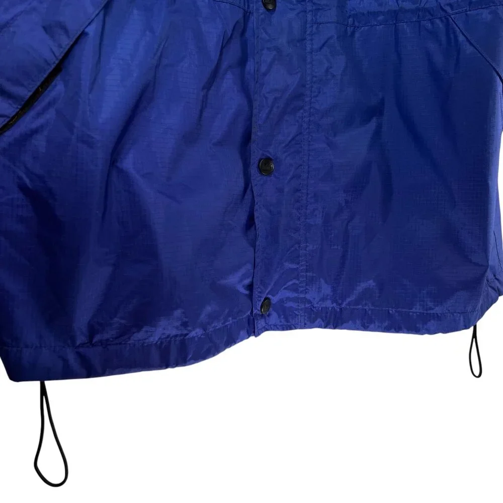 Vtg REI Gore-Tex Hooded Jacket Black Blue Waterproof Mesh Lining Pockets Mens L